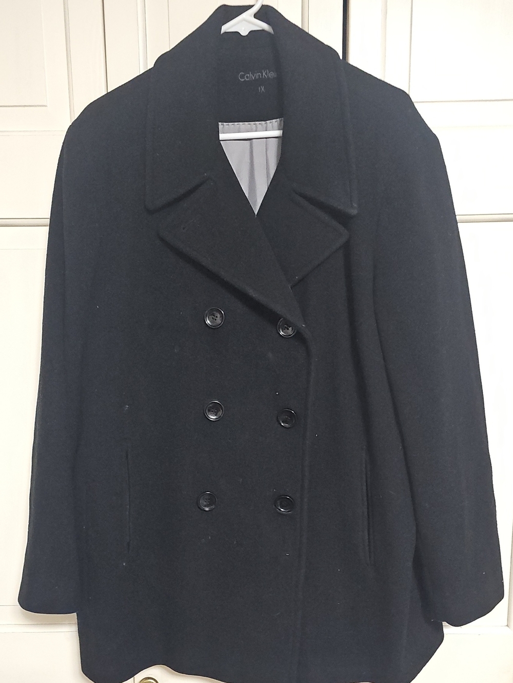 Calvin Klein Black Double-Breasted Peacoat